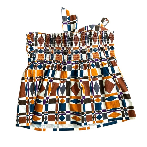 Sezane Bow Front Skirt Mini 70s Ditsies Size 36 US 4 Geometric Brown Orange NWOT - Picture 6 of 11